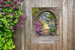 Tuinposter - Doorkijk - Hortensia - Bloemen - Huis - Tuin - 60x80 Cm - Schuttingdecoratie - Tuindoek -Philips Hue Winkel 1200x800 490