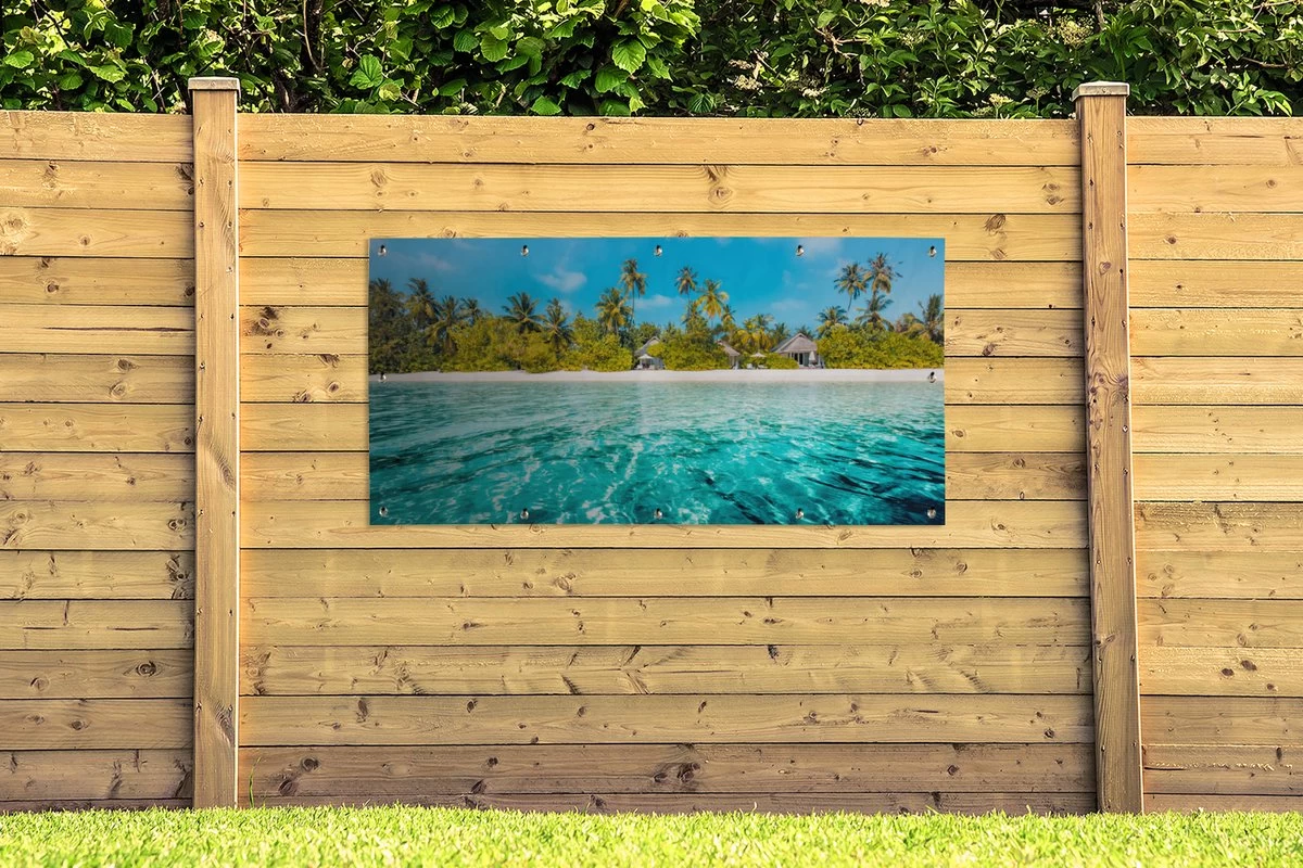 Wanddecoratie Buiten Strand - Palmbomen - Zee - 160x80 Cm - Tuindoek - Buitenposter 5 Wanddecoratie Buiten Strand - Palmbomen - Zee - 160x80 Cm - Tuindoek - Buitenposter - Afbeelding 3