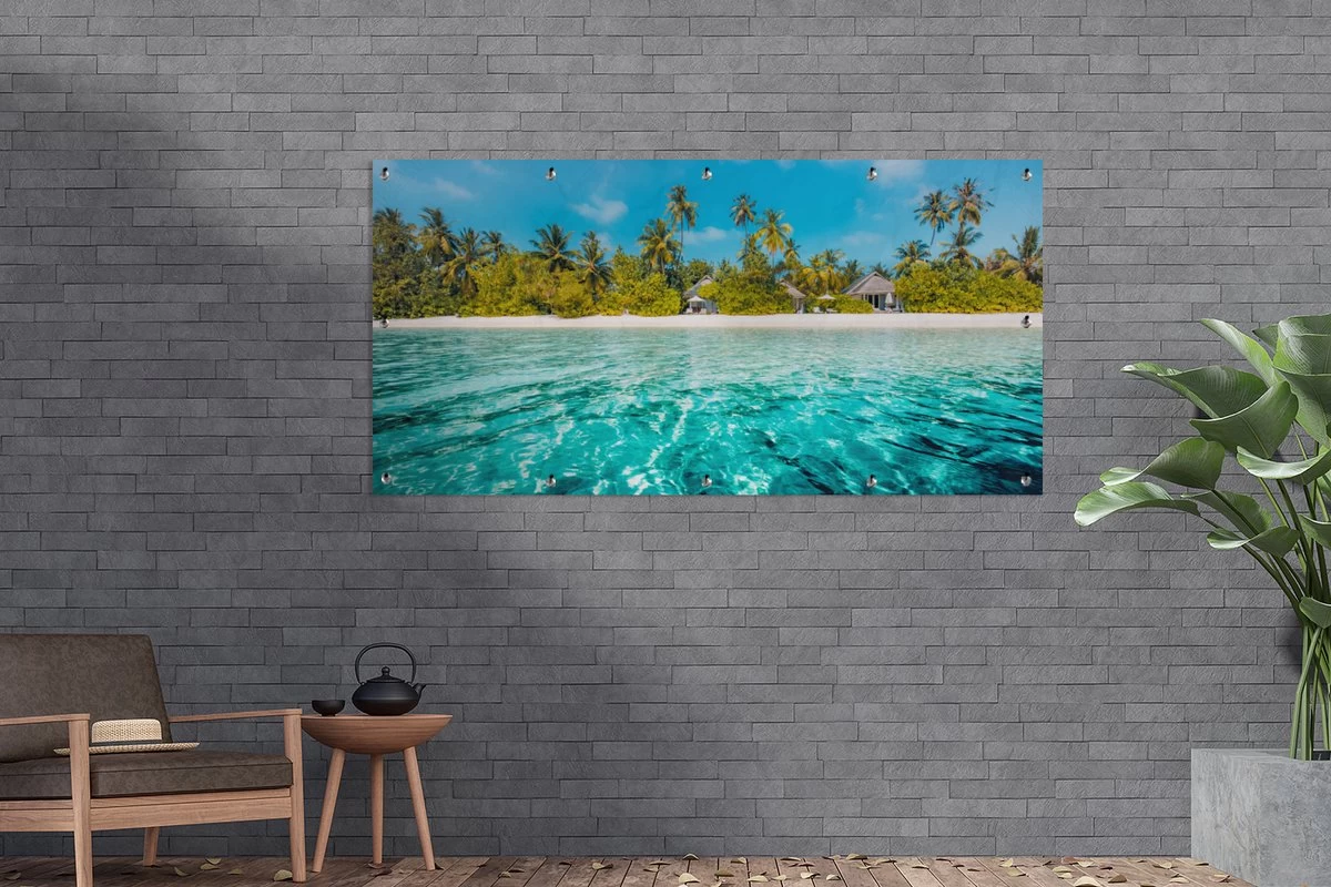 Wanddecoratie Buiten Strand - Palmbomen - Zee - 160x80 Cm - Tuindoek - Buitenposter 8 Wanddecoratie Buiten Strand - Palmbomen - Zee - 160x80 Cm - Tuindoek - Buitenposter - Afbeelding 6