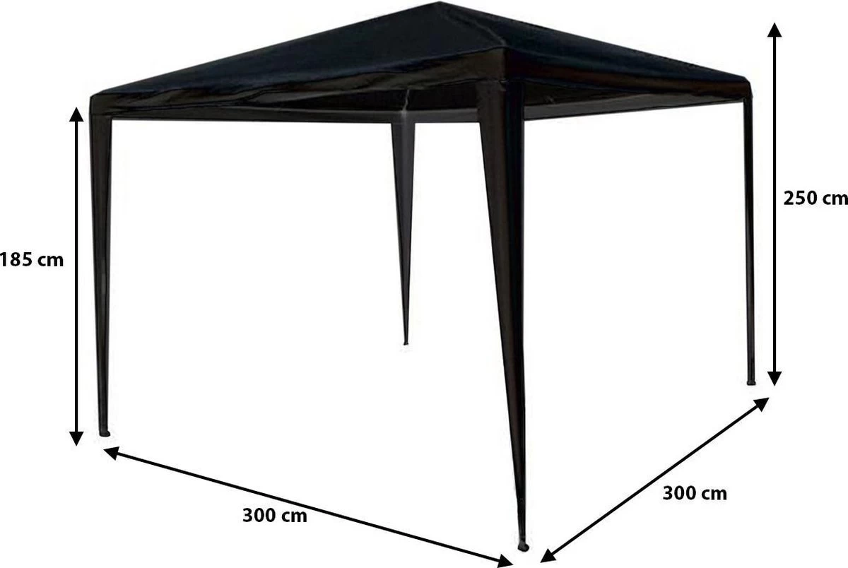 Partytent 3x3m Zwart Budget Zonder Zijwanden 4 Partytent 3x3m Zwart Budget Zonder Zijwanden - Afbeelding 2