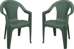 4goodz Isola Groen 2x Stapelbare Tuinstoelen - Plaatsbesparend