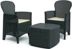 Pro Garden Tuinset Compleet Florence - 2 Stoelen - Met Kussentjes - Bijzettafel- Rotanlook