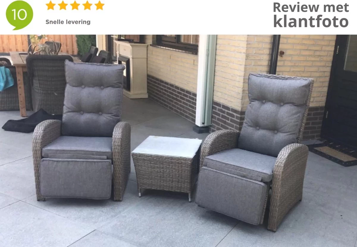 Loungeset Duoset Melia 2 Verstelbare Stoelen + Tafel - Balkonset 22 Loungeset Duoset Melia 2 Verstelbare Stoelen + Tafel - Balkonset - Afbeelding 20