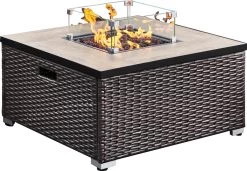 Teamson Home Vierkant Propaan Gas Vuurtafel - Vuurkorf Buiten - Geen Rook - Terrashaard - Rotan/Metaal - Met Windscherm, Lavastenen & Omslag 27 Teamson Home Vierkant Propaan Gas Vuurtafel - Vuurkorf Buiten - Geen Rook - Terrashaard - Rotan/Metaal - Met Windscherm, Lavastenen & Omslag -Philips Hue Winkel 1200x831 6