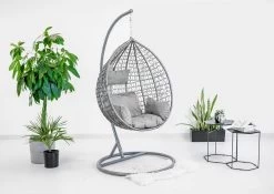 Hangstoel - Ei Stoel - Met Grijze Standaard & Kussens - Tot 125kg -Philips Hue Winkel 1200x851 1