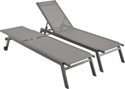 ELSA - Set Van 2 Ligstoelen Van Aluminium En Textileen, Ligbed Multipositioneel Met Wieltjes, Kleur Antraciet/donkergrijs -Philips Hue Winkel 1200x854 5