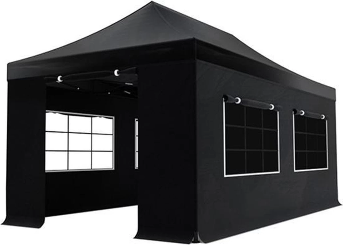 Easy Up 3x6m Zwart Luxe Partytent Opvouwbaar 3 Easy Up 3x6m Zwart Luxe Partytent Opvouwbaar