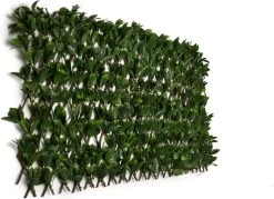 Laurier Kunsthaag-Bamboe Hout-80x40cm Tot 55x230cm-Tuinscherm-Voor Binnen En Buiten-Uitschuifbaar-balkonscherm