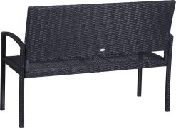 Outsunny Polyrotan Tuinbank 2-zits Parkbank Bank Staal Zwart 867-022 -Philips Hue Winkel 1200x874