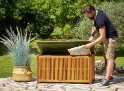 Casaria Opbergbox Acacia Hout – Weerbestendig 115cm - Bruin -Philips Hue Winkel 1200x877 2