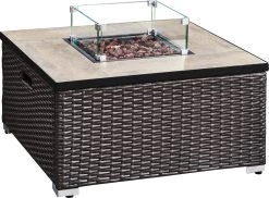 Teamson Home Vierkant Propaan Gas Vuurtafel - Vuurkorf Buiten - Geen Rook - Terrashaard - Rotan/Metaal - Met Windscherm, Lavastenen & Omslag 25 Teamson Home Vierkant Propaan Gas Vuurtafel - Vuurkorf Buiten - Geen Rook - Terrashaard - Rotan/Metaal - Met Windscherm, Lavastenen & Omslag -Philips Hue Winkel 1200x886 5