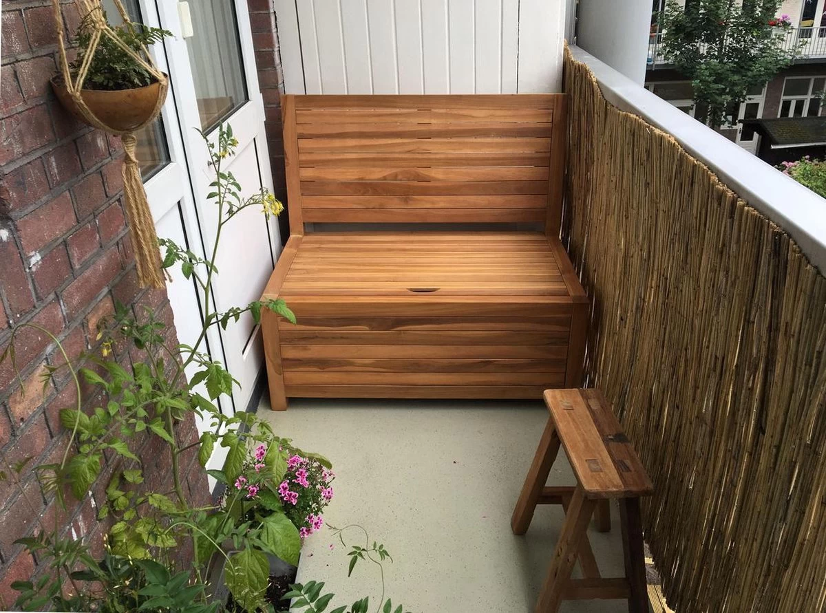 Kleine Teakhouten Tuinbank Met Opbergruimte - 100 X 60 X 90 Cm - Duurzaam Teakhout - Blijft Strak En Mooi - Sterke Constructie Om Lang Mee Te Gaan 14 Kleine Teakhouten Tuinbank Met Opbergruimte - 100 X 60 X 90 Cm - Duurzaam Teakhout - Blijft Strak En Mooi - Sterke Constructie Om Lang Mee Te Gaan - Afbeelding 12