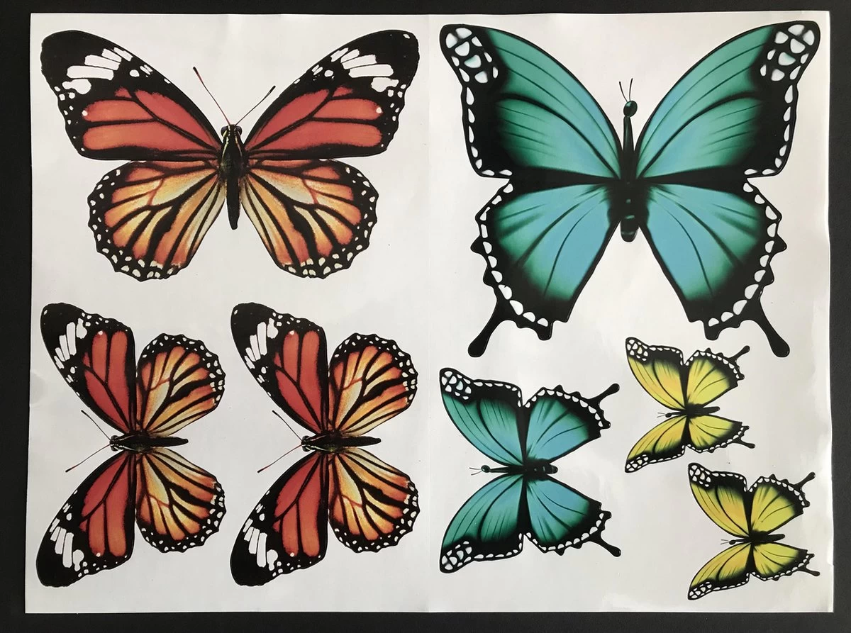 Vlinders Sticker Vel, Decoratie Stickers, Kliko Sticker, Container Vlinder Stickers, Deur Stickers, Wand Stickers, CoverArt 3 Vlinders Sticker Vel, Decoratie Stickers, Kliko Sticker, Container Vlinder Stickers, Deur Stickers, Wand Stickers, CoverArt