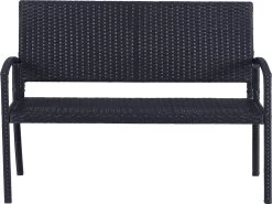 Outsunny Polyrotan Tuinbank 2-zits Parkbank Bank Staal Zwart 867-022 -Philips Hue Winkel 1200x898 1