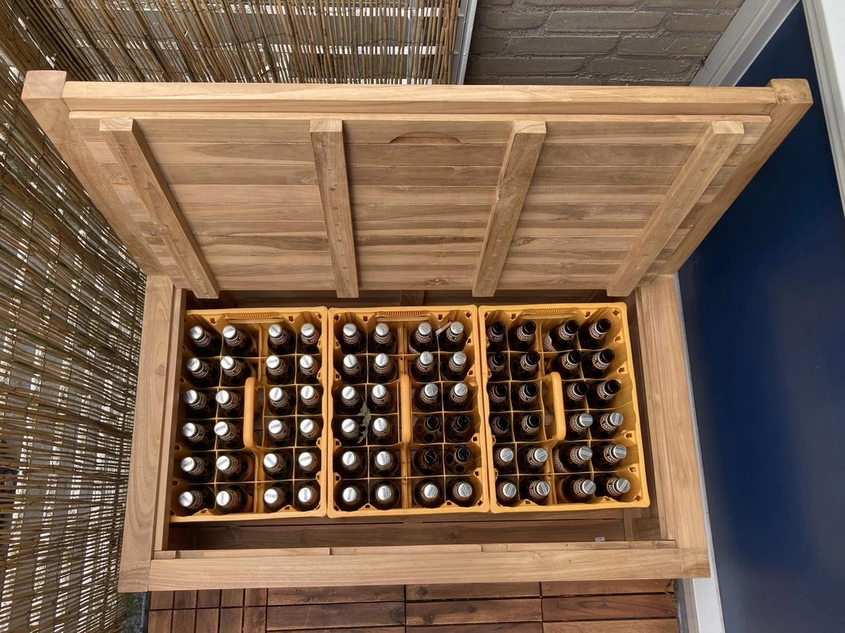 Kleine Teakhouten Tuinbank Met Opbergruimte - 100 X 60 X 90 Cm - Duurzaam Teakhout - Blijft Strak En Mooi - Sterke Constructie Om Lang Mee Te Gaan 6 Kleine Teakhouten Tuinbank Met Opbergruimte - 100 X 60 X 90 Cm - Duurzaam Teakhout - Blijft Strak En Mooi - Sterke Constructie Om Lang Mee Te Gaan - Afbeelding 4