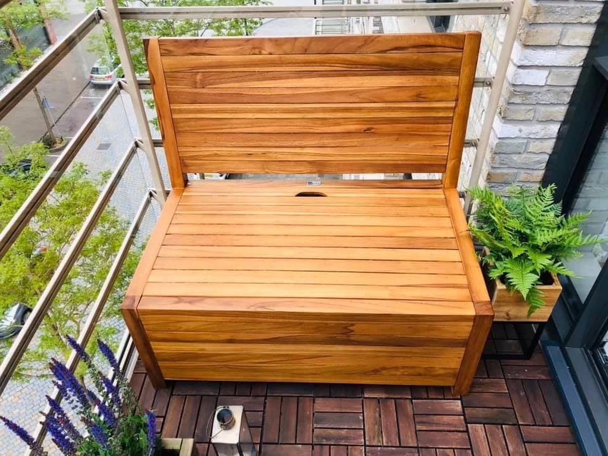 Kleine Teakhouten Tuinbank Met Opbergruimte - 100 X 60 X 90 Cm - Duurzaam Teakhout - Blijft Strak En Mooi - Sterke Constructie Om Lang Mee Te Gaan 13 Kleine Teakhouten Tuinbank Met Opbergruimte - 100 X 60 X 90 Cm - Duurzaam Teakhout - Blijft Strak En Mooi - Sterke Constructie Om Lang Mee Te Gaan - Afbeelding 11
