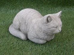 Tuinbeeld Poes Liggend (Wit/Gepattineerd) - Decoratie Voor Binnen/buiten - Beton -Philips Hue Winkel 1200x900 91