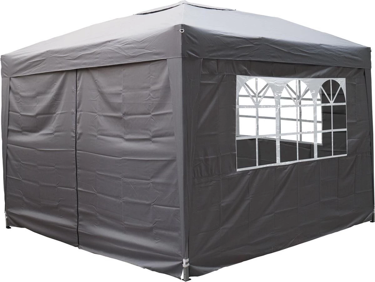 Garden Royal Partytent 3x3m Easy Up Grijs Met 4 Zijwanden 3 Garden Royal Partytent 3x3m Easy Up Grijs Met 4 Zijwanden