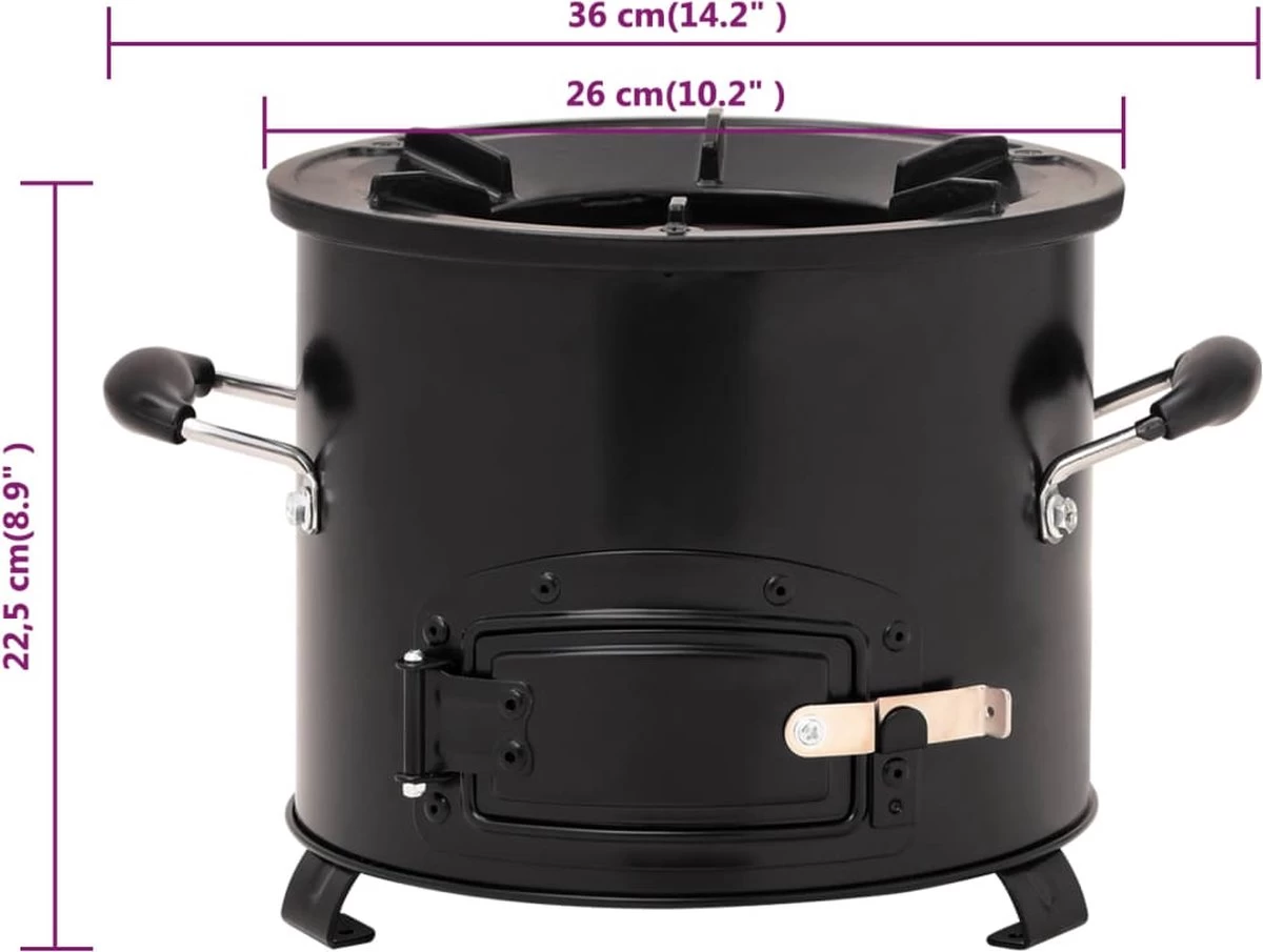 VidaXL Camping Houtkachel 36x26x22,5 Cm Metaal Zwart 4 VidaXL Camping Houtkachel 36x26x22,5 Cm Metaal Zwart - Afbeelding 2