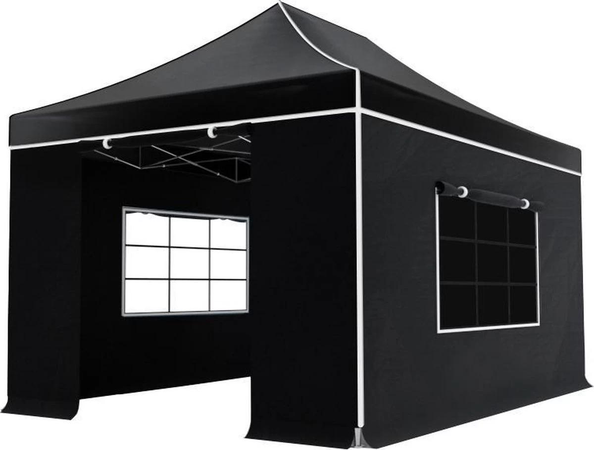 Easy Up 3x4,5m Zwart Luxe Partytent Opvouwbaar 3 Easy Up 3x4,5m Zwart Luxe Partytent Opvouwbaar