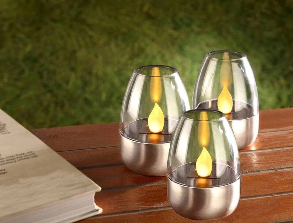 Wetelux Solar Theelichtjes - Set Van 3 3 Wetelux Solar Theelichtjes - Set Van 3