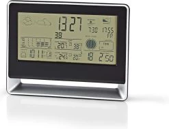 Nedis Weerstation - Binnen & Buiten - Inclusief Draadloze Weersensor - Weersvoorspelling - Barometer - Tijdweergave - Verlicht LCD-Scherm - Wekkerfunctie -Philips Hue Winkel 1200x916