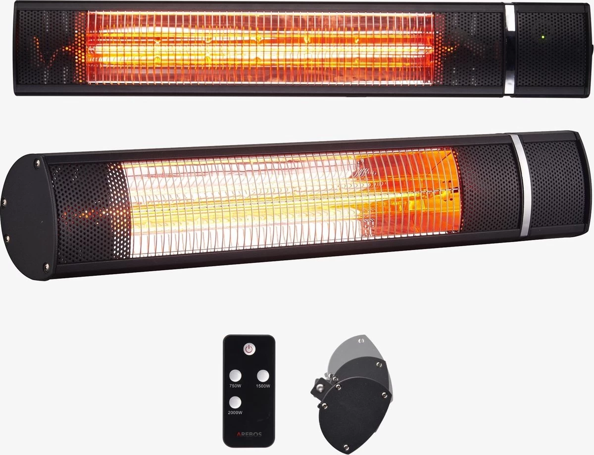 AREBOS Infrarood Heater - 2000W - 3 Warmteniveaus - Terrasverwarmer Elektrisch - Binnen En Buiten Gebruik - Zwart 15 AREBOS Infrarood Heater - 2000W - 3 Warmteniveaus - Terrasverwarmer Elektrisch - Binnen En Buiten Gebruik - Zwart - Afbeelding 13