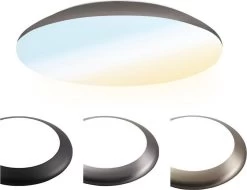 HOFTRONIC - LED Plafondlamp - Plafonnière - RVS - 12 Watt - IP65 Waterdicht - Kleur Instelbaar (2700K, 4000K & 5000K) - 1200 Lumen - IK10 Stootveilig - Ø25 Cm - Geschikt Voor Badkamer - Voor Binnen En Buiten - 3 Jaar Garantie