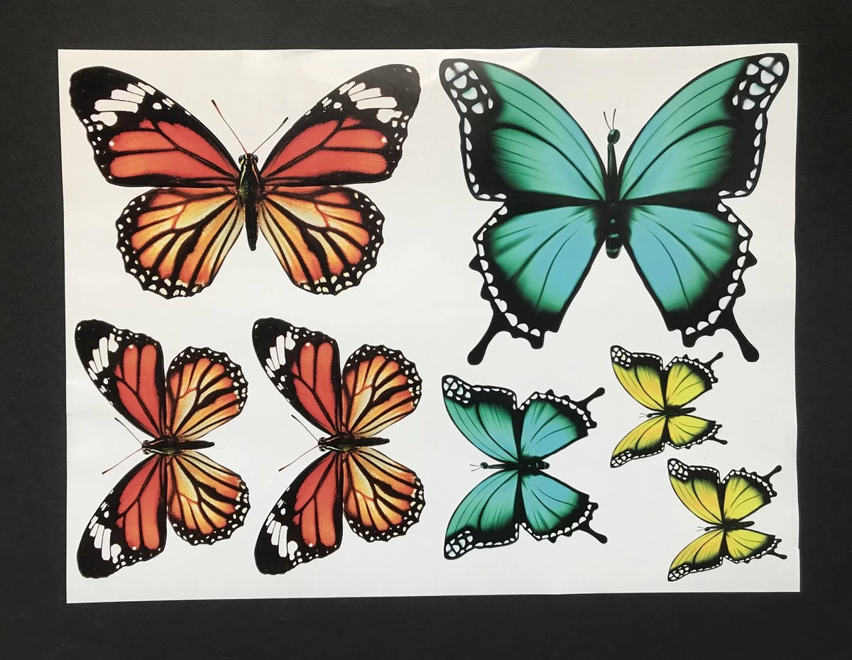 Vlinders Sticker Vel, Decoratie Stickers, Kliko Sticker, Container Vlinder Stickers, Deur Stickers, Wand Stickers, CoverArt 4 Vlinders Sticker Vel, Decoratie Stickers, Kliko Sticker, Container Vlinder Stickers, Deur Stickers, Wand Stickers, CoverArt - Afbeelding 2