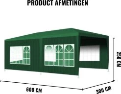 Merkloos Partytent - Paviljoen Opvouwbaar - Easy Up Tuintent Met Zijpanelen - Groen/ 6m X 3m/ 120g/m² -Philips Hue Winkel 1200x931