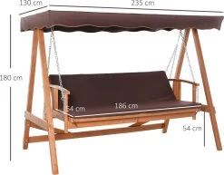 Outsunny Hollywoodschommel Hout Tuinschommel Schommelbank Ligfunctie 3 Personen 84A-185 -Philips Hue Winkel 1200x936 3