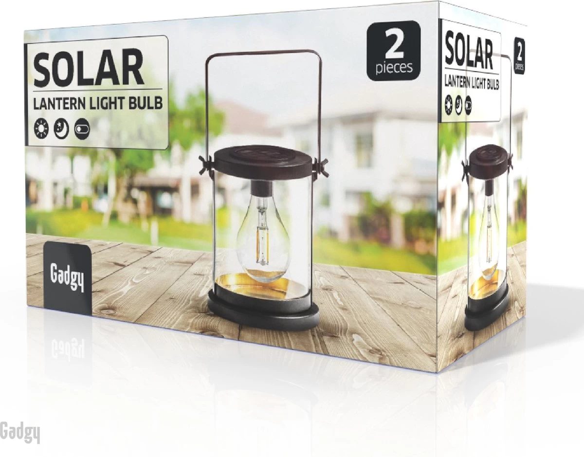 Gadgy Solar Lantaarn Glas Met Led Gloeilamp - Tafellamp Set Van 2 - Solar Tuinverlichting Op Zonneenergie - Led Buitenverlichting Met Dag/Nacht Sensor - Tuinlantaarn - 16.5x14.5CM 11 Gadgy Solar Lantaarn Glas Met Led Gloeilamp - Tafellamp Set Van 2 - Solar Tuinverlichting Op Zonneenergie - Led Buitenverlichting Met Dag/Nacht Sensor - Tuinlantaarn - 16.5x14.5CM - Afbeelding 9