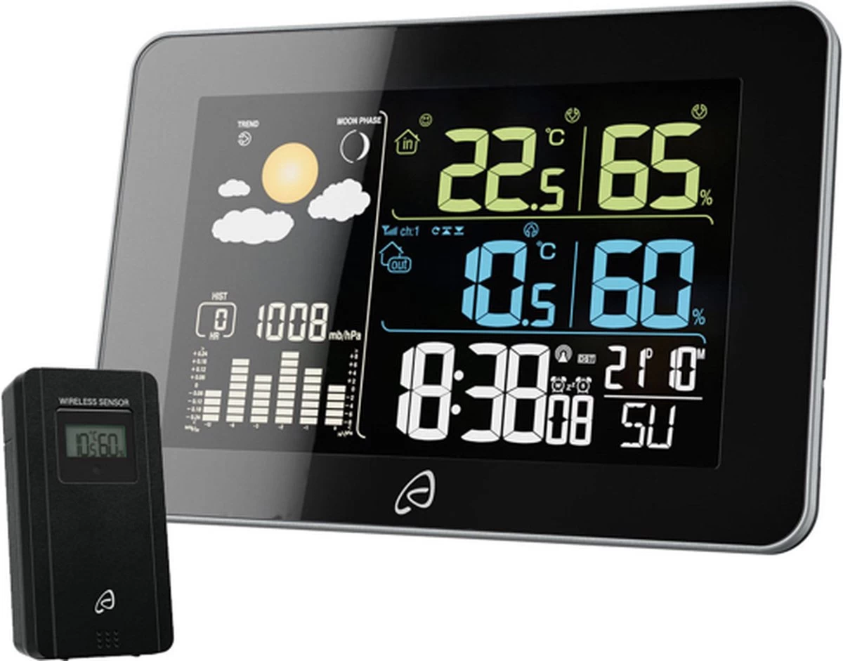 Auriol Weerstation - Draadloos - Binnen En Buiten - Met Sensor - 100M Bereik - Zwart 4 Auriol Weerstation - Draadloos - Binnen En Buiten - Met Sensor - 100M Bereik - Zwart - Afbeelding 2