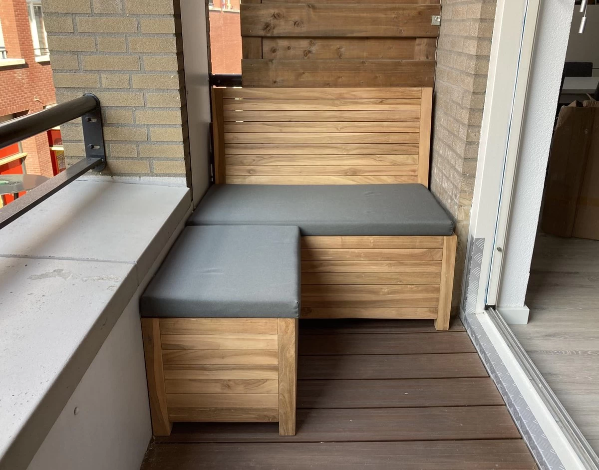 Kleine Teakhouten Tuinbank Met Opbergruimte - 100 X 60 X 90 Cm - Duurzaam Teakhout - Blijft Strak En Mooi - Sterke Constructie Om Lang Mee Te Gaan 9 Kleine Teakhouten Tuinbank Met Opbergruimte - 100 X 60 X 90 Cm - Duurzaam Teakhout - Blijft Strak En Mooi - Sterke Constructie Om Lang Mee Te Gaan - Afbeelding 7