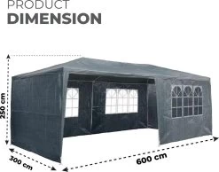 MaxxGarden Partytent - Paviljoen - 3x6m - Incl. Zijwanden - Waterdicht - Antraciet -Philips Hue Winkel 1200x943 6