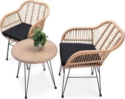 Casaria Tuinset Bali 3 Delig – 1 Tafel/2 Stoelen – Naturel Zwart -Philips Hue Winkel 1200x948 2