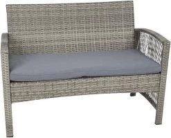 Merkloos Tuin Loungeset Grijs / Bruin - Lounge Set Tuin - Relax Bank - Lounge Bank Tuin - Tuinbank - Loungebank - Tuinset/ Loungebank - Tuinset - Tuinstoel - Loungeset - Rattan Tuinmeubilair - Poly Rotan Tuinmeubelen - Grijs / Bruin -Philips Hue Winkel 1200x965