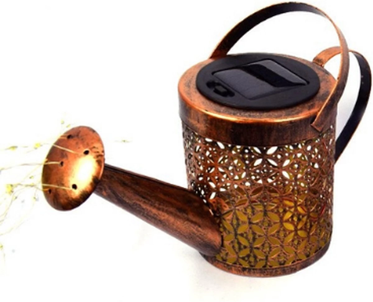 Exalight Gieter Lamp - IJzeren Solar Lantaarn - Tuin Decoratie - LED Licht - Lantaarn - Zonne Energie - Met Ronde Standaard 4 Exalight Gieter Lamp - IJzeren Solar Lantaarn - Tuin Decoratie - LED Licht - Lantaarn - Zonne Energie - Met Ronde Standaard - Afbeelding 2