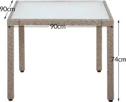 Casaria Polyrattan Tuinset - 4 Stoelen & Tafel 90x90 Cm - Beige Grijs -Philips Hue Winkel 1200x972 8