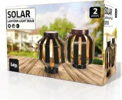 Gadgy Solar Lantaarn Gloeilamp Set Van 2 - Solar Tuinverlichting Op Zonneenergie – Led Buitenverlichting Met Dag/nacht Sensor - Tafellamp - Hanglamp - Tuinlantaarn - 20.5 X Ø 18 Cm - Zwart - Metaal -Philips Hue Winkel 1200x987 3