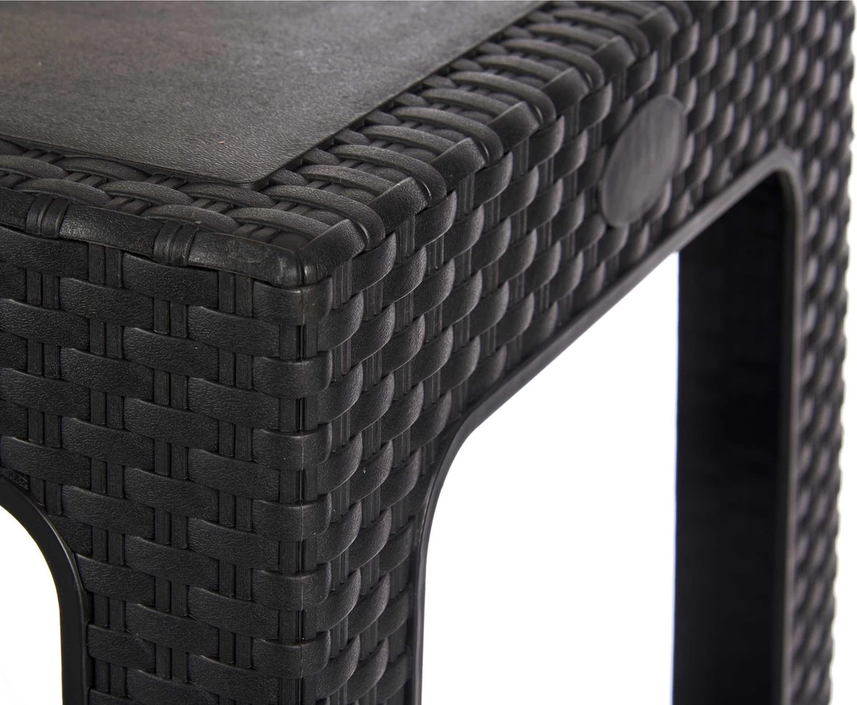 Rotan Bijzettafeltje/plantenverhoger Antraciet Grijs 47 X 47 X 42 Cm Voor Binnen/buiten 5 Rotan Bijzettafeltje/plantenverhoger Antraciet Grijs 47 X 47 X 42 Cm Voor Binnen/buiten - Afbeelding 3