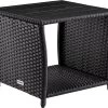 Casaria Polyrattan Bijzettafel - WPC Tafelblad 45x45x40cm – Zwart