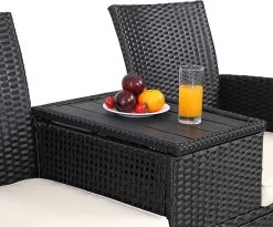 Casaria Tuinbank Polyrattan – 2 Zitter Incl. Tafel & Kussens – Zwart -Philips Hue Winkel 1200x997 3