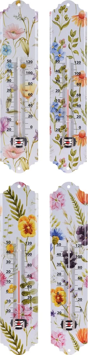 Pro Garden Binnen/buiten Thermometer Metaal Met Lentebloemen/zomerse Print 29 X 6.5 Cm - Huis/Tuin - Temperatuurmeters 4 Pro Garden Binnen/buiten Thermometer Metaal Met Lentebloemen/zomerse Print 29 X 6.5 Cm - Huis/Tuin - Temperatuurmeters - Afbeelding 2