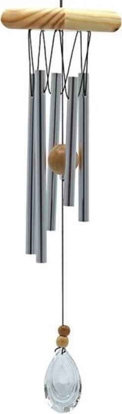 Windorgel Vierkant Vijf Staafjes En Kristal Windvanger