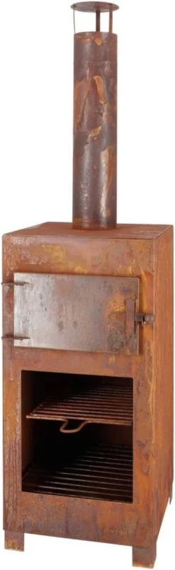 ESSCHERT DESIGN Pizza Oven + Terraskachel Roestkleurig - Staal - Bruin - 38,4 X 42 X 136 Cm -Philips Hue Winkel 368x1200