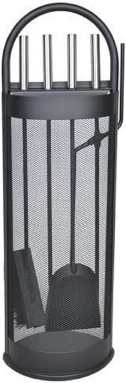 OpenHaard Set / Haardstel Voor Houtkachel Bestaande Uit Houtmand Met Uitneembare Hoes Voor Haardhout & Kachelhout + 5 Delige Set Met Haard & Kachel Accessoires Tang Pook Schep Borstel In Stabiele Standaard - Nu Met 30 Aanmaakblokjes - Haard Vuurkorf -Philips Hue Winkel 395x1200