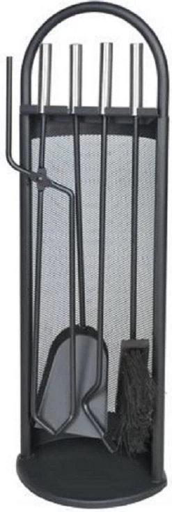 OpenHaard Set / Haardstel Voor Houtkachel Bestaande Uit Houtmand Met Uitneembare Hoes Voor Haardhout & Kachelhout + 5 Delige Set Met Haard & Kachel Accessoires Tang Pook Schep Borstel In Stabiele Standaard - Nu Met 30 Aanmaakblokjes - Haard Vuurkorf -Philips Hue Winkel 404x1200