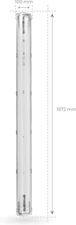 Ledvion LED TL Armatuur 150cm - Dubbel - IP65 - Geschikt Voor Koppelbaar - RVS Clips -Philips Hue Winkel 407x1200