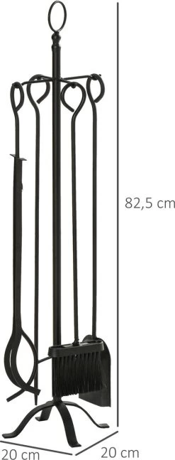 Outsunny Haardset 5-delige Haardset, Bestaande Uit Borstel, Schep, Tang, Pook En Houder 842-201 -Philips Hue Winkel 458x1200